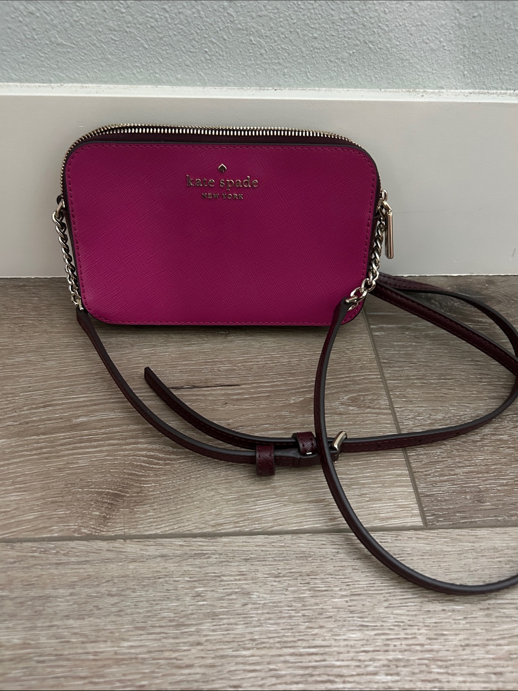 Kate Spade Ny Staci Mini Hibiscus Saffiano Leather Pink Crossbody Bag Purse